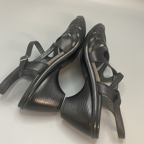Dansko Womens Shoes Size 40 Black Leather Open Toe Sandals Strappy Heel US 10‎ - Picture 9 of 10